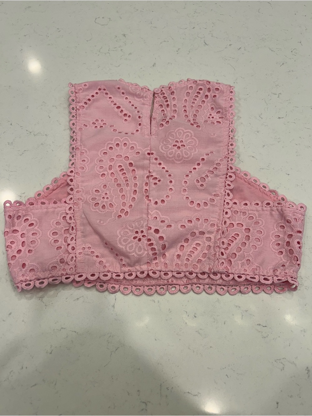 Pink Eyelet Lace Crop Top - Picture 2 of 8